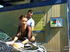 Pretty Young French Babe Hard Sodomized In A Carwash
